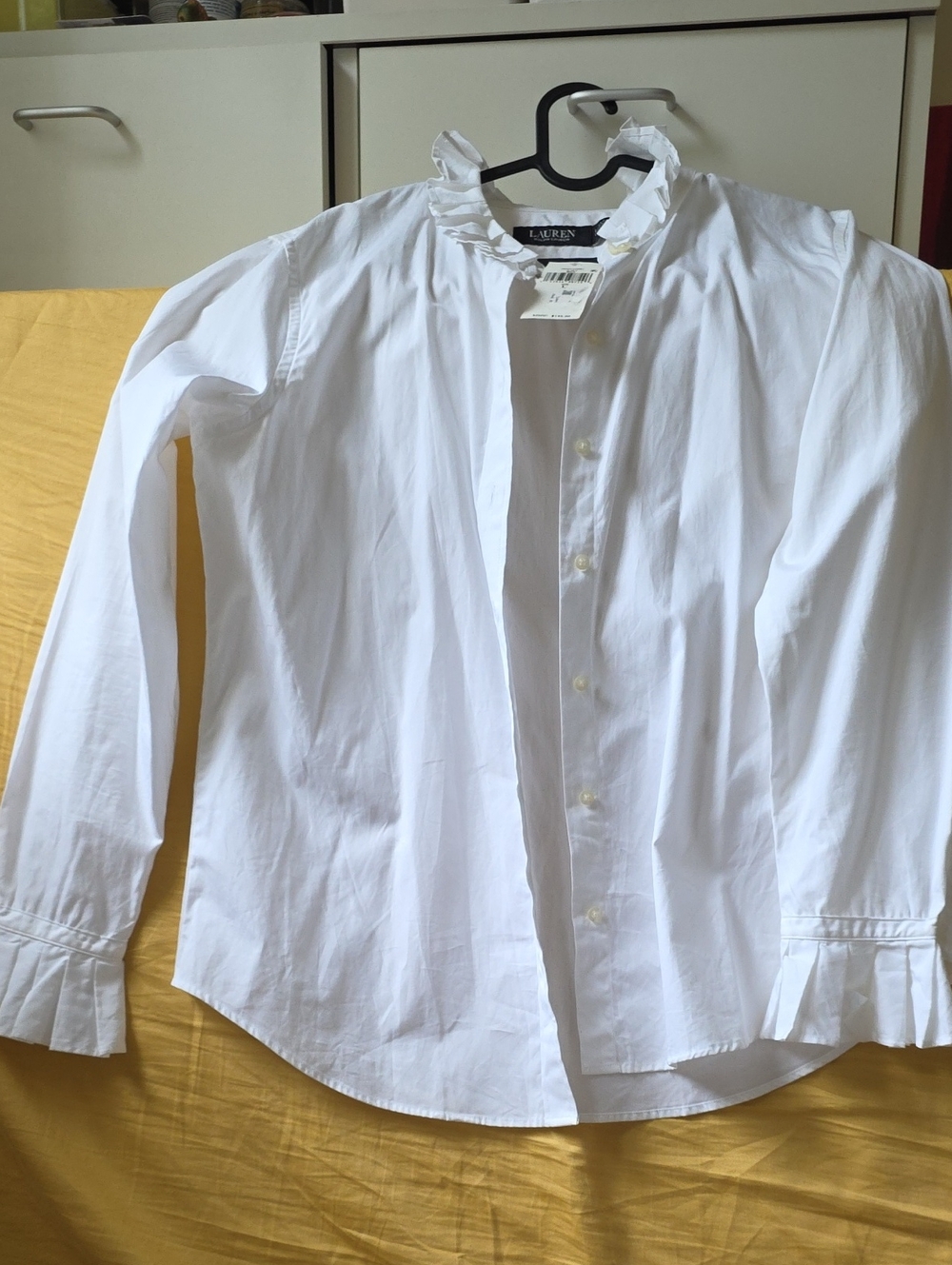 Lauren Ralph Lauren White Ruffle Collar Dress Shirt